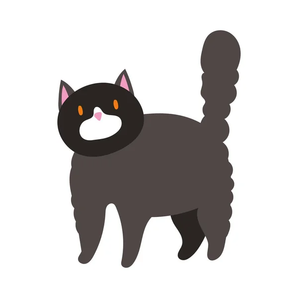 Lindo pequeño gato mascota mano dibujar estilo icono — Vector de stock