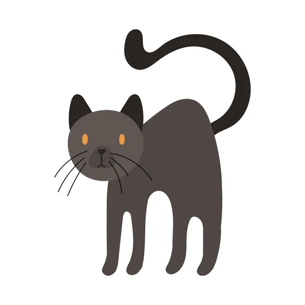 Lindo pequeño gato mascota mano dibujar estilo icono — Vector de stock