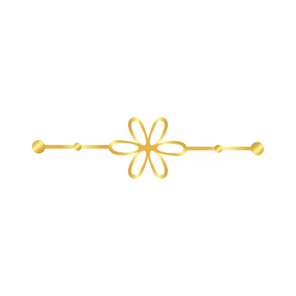 Cadre de bordure élégant avec décoration de fleurs icône de style dégradé doré — Image vectorielle