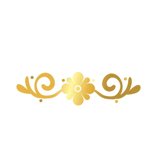 Елегантна рамка на кордоні з квітами та прикрасою листя значок золотого градієнтного стилю — стоковий вектор