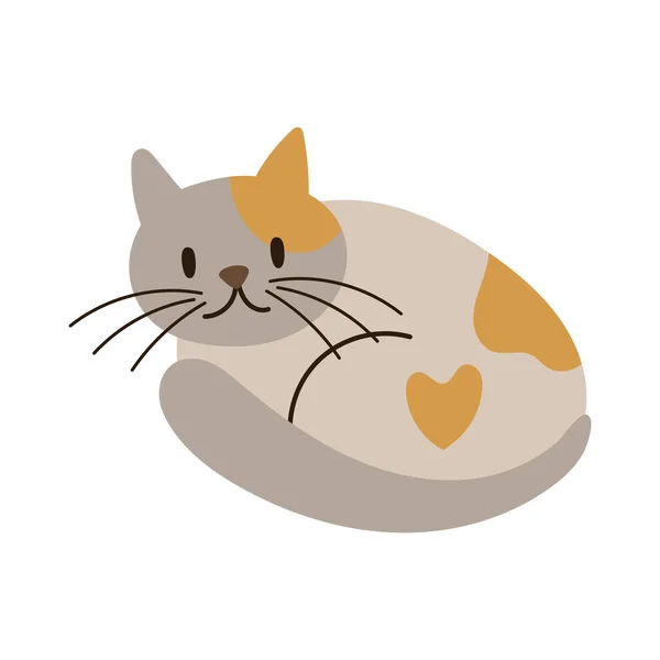 Cute little cat pet hand draw style icon — Stock Vector