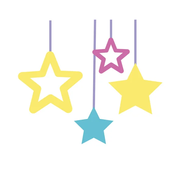 Étoiles pendaison décoration dessin à la main icône de style — Image vectorielle