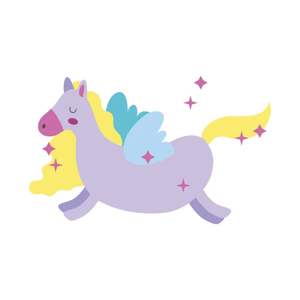 Lindo unicornio con estrellas magia caballo mano dibujar icono de estilo — Archivo Imágenes Vectoriales