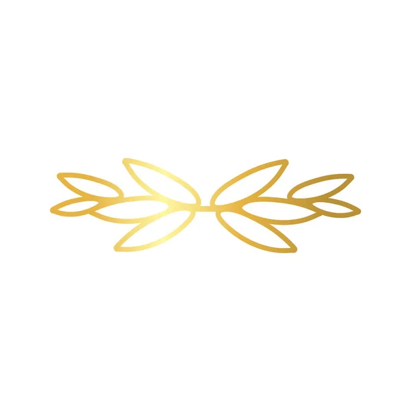 Елегантна рамка рамки з прикрасою листя Золотий градієнтний стиль значок — стоковий вектор