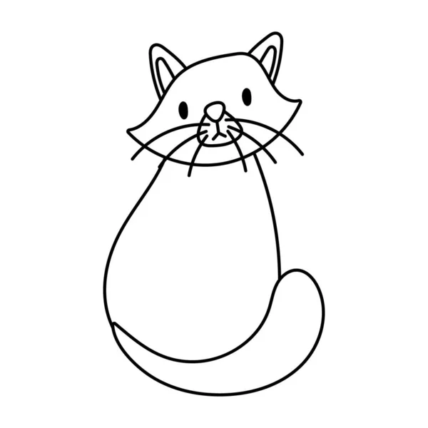 Lindo gato pequeño mascota línea estilo icono — Vector de stock