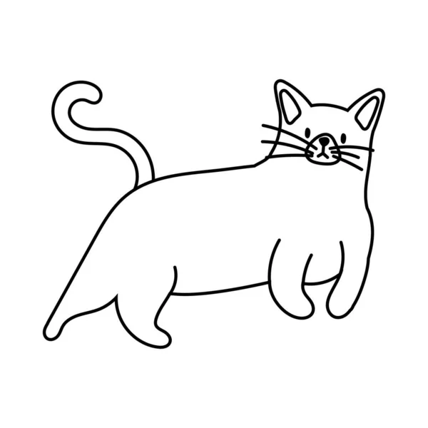 Schattig klein kat huisdier lijn stijl pictogram — Stockvector