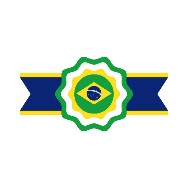 Bandeira do brasil selo selo ícone de estilo plano — Vetor de Stock