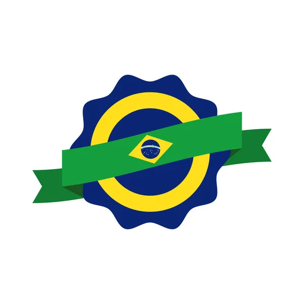 Brazil flaga pieczęć pieczęć płaski styl ikona — Wektor stockowy