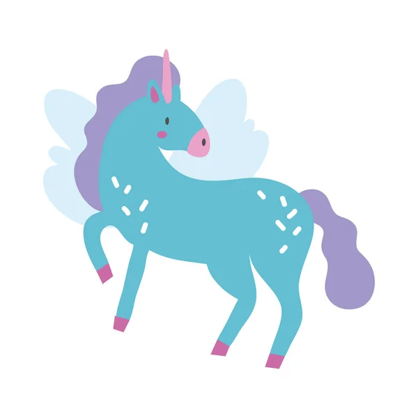 Cute unicorn karakter magis tangan menggambar gaya ikon - Stok Vektor