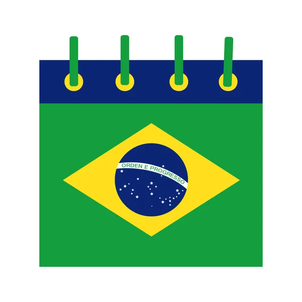 Σημαία brazil σε ημερολόγιο υπενθύμιση επίπεδη στυλ εικονίδιο — Διανυσματικό Αρχείο