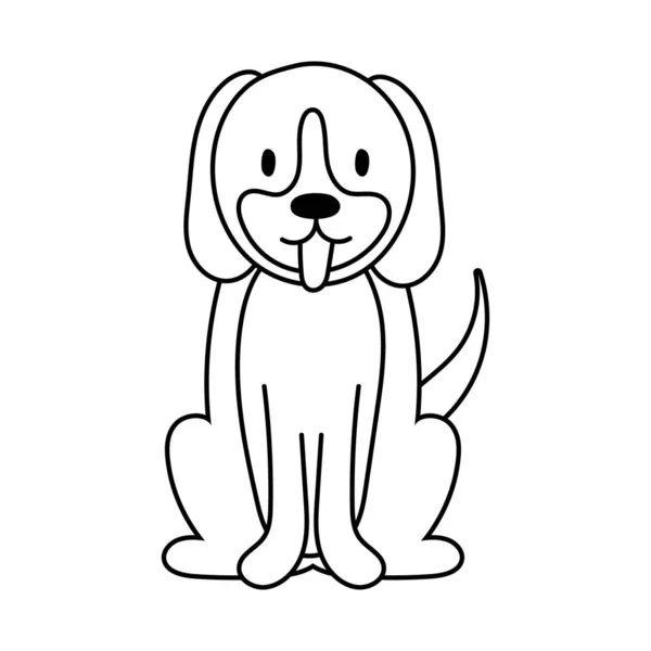 Lindo perro mascota línea estilo icono — Vector de stock