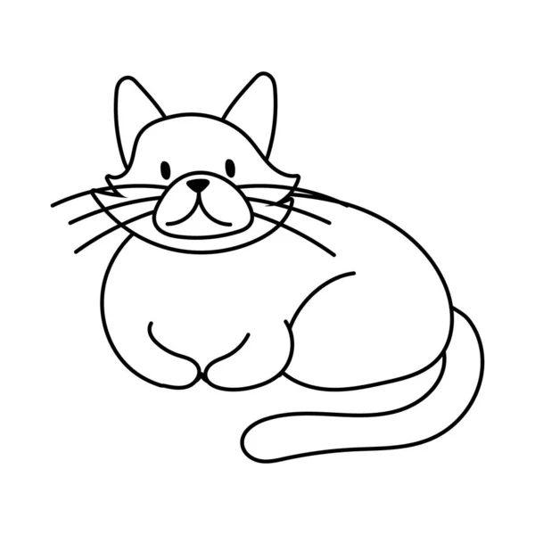 Słodkie mały kot pieścić linii styl ikona — Wektor stockowy
