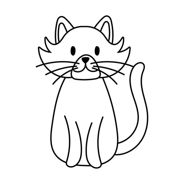 Bonito pequeno gato pet linha estilo ícone —  Vetores de Stock