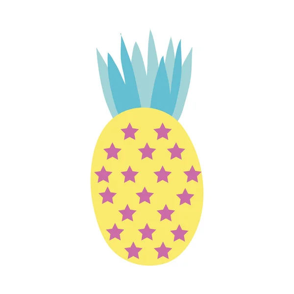 Süße Ananas mit Sternen Hand zeichnen Stil-Symbol — Stockvektor