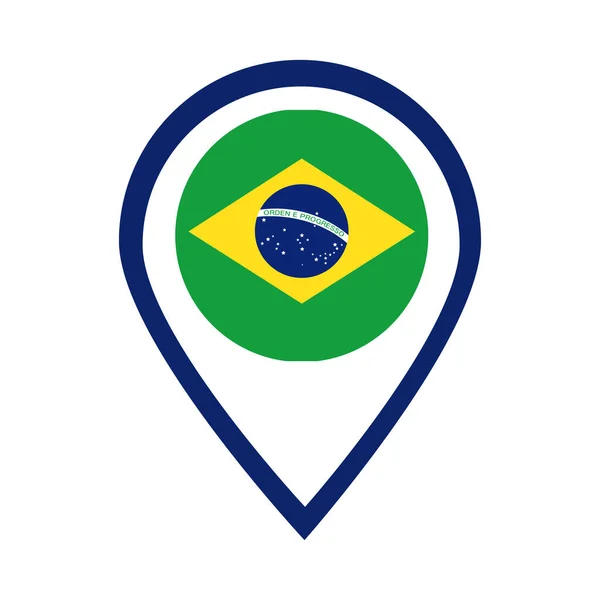 Bandeira do brasil selo selo ícone de estilo plano — Vetor de Stock