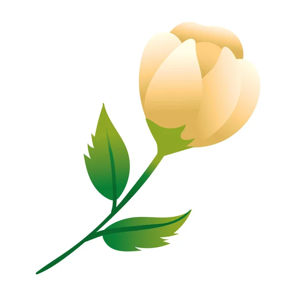 Piękny róża i liście kwiat ogród gradientowy styl ikona — Wektor stockowy