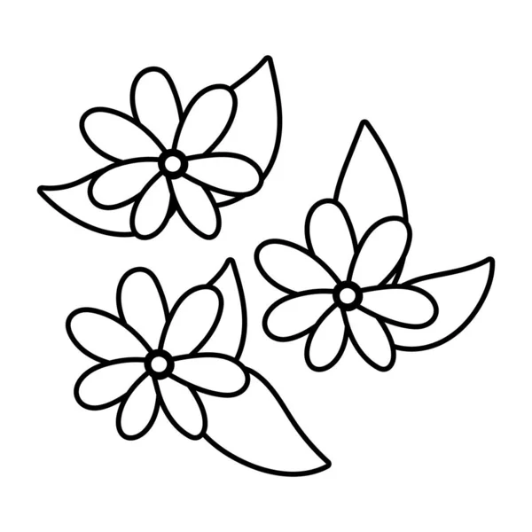 Schöne Blumen und Blätter Garten Linie Stil-Symbol — Stockvektor