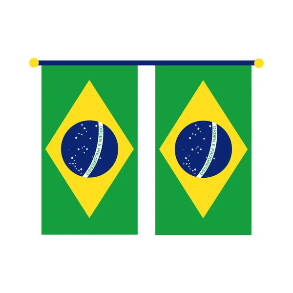 Braziliaanse vlaggen opknoping platte stijl pictogram — Stockvector