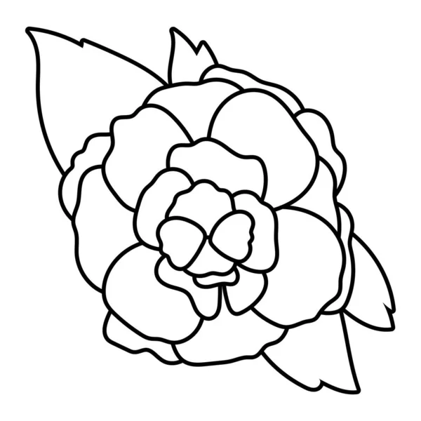 Hermosa rosa y hojas flor jardín línea estilo icono — Vector de stock