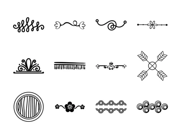Paquet d'éléments décoratifs silhouettes — Image vectorielle
