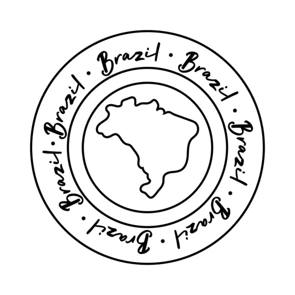 J'aime timbre sceau brésilien avec carte ligne style icône — Image vectorielle