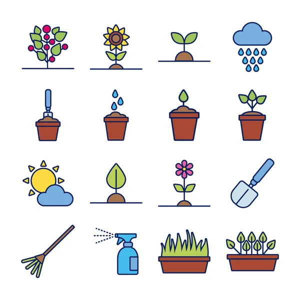 Faisceau de ligne de croissance des plantes et le style de remplissage — Image vectorielle