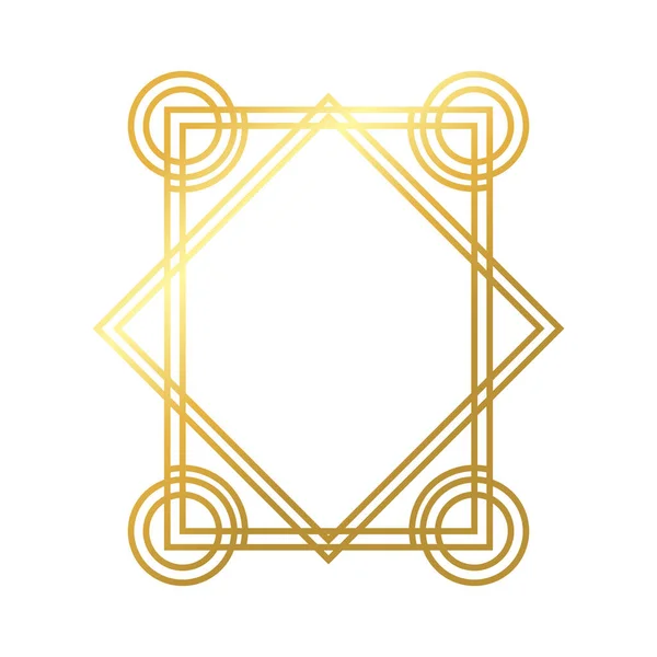 Decoración de marco de borde geométrico icono de estilo degradado de oro — Archivo Imágenes Vectoriales