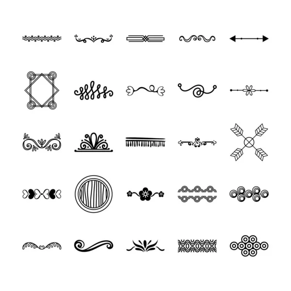 Paquet d'éléments décoratifs silhouettes — Image vectorielle