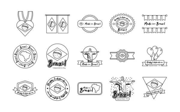 Bundel van braziliaanse onafhankelijkheid dag iconen — Stockvector