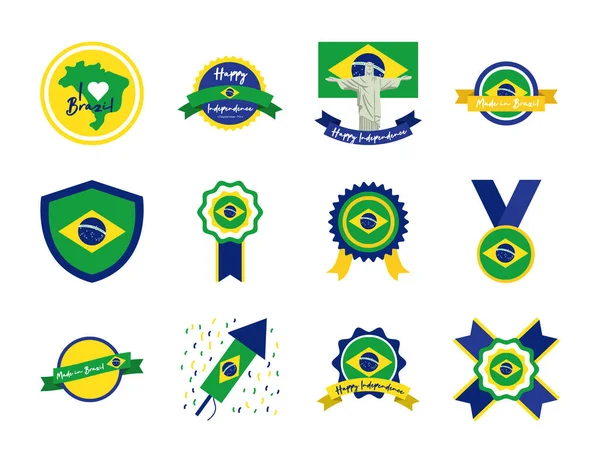 Svazek brazilských ikon dne nezávislosti — Stockový vektor