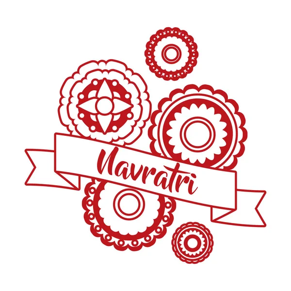 Happy navratri celebration with laces decorative line style — стоковый вектор