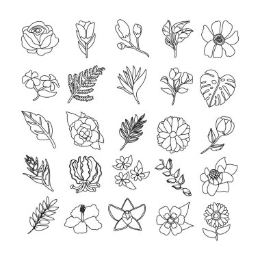 Bir demet güzel çiçek ve yaprak ikonu