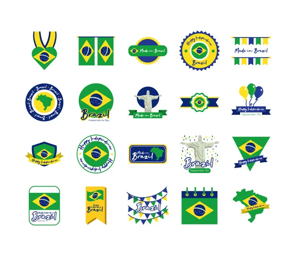 Bundle of brazil independence day icons — Stock Vector