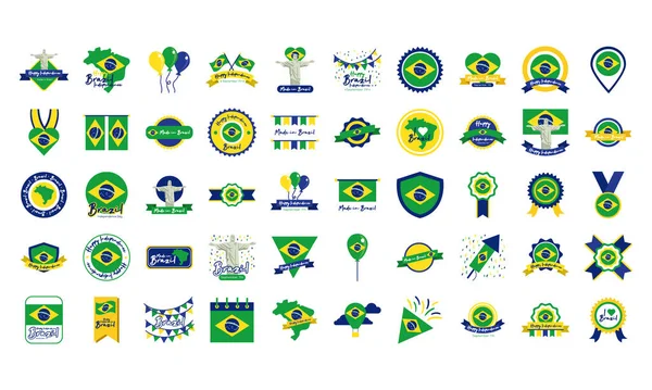 Svazek brazilských ikon dne nezávislosti — Stockový vektor