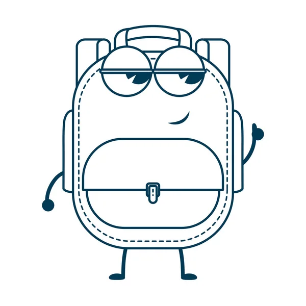 School bag equipment kawaii comic character — Stock Vector