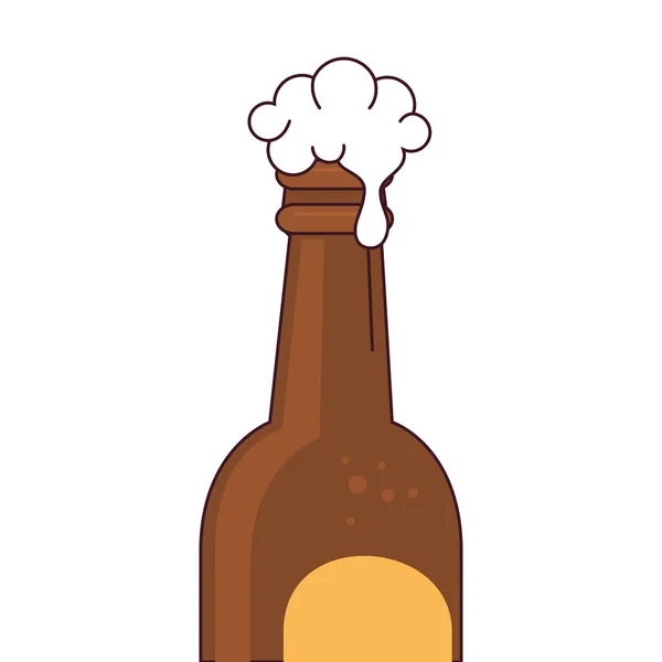 Bottle of beer with froth on white background — Stock Vector