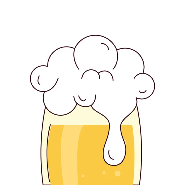 Copo de cerveja com espuma no fundo branco — Vetor de Stock