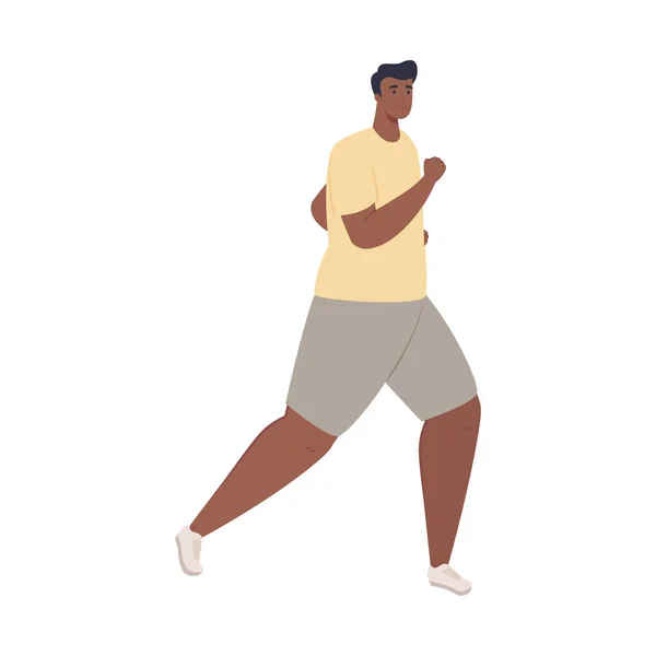 Homme afro running, homme en jogging, athlète homme, sportif — Image vectorielle
