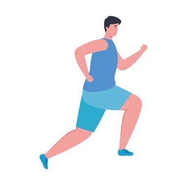 Koşan adam, spor giyimli koşucu, erkek atlet, sporcu.