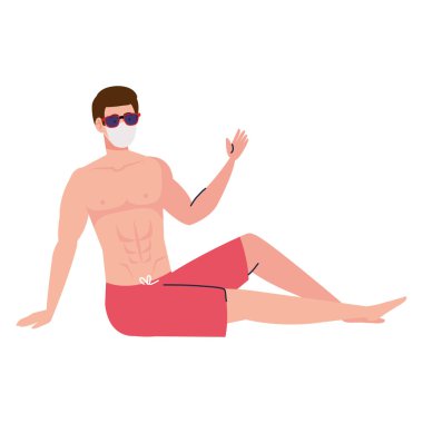 Sağlık maskesi takan adam, Coronavirüslü turizm, yaz tatilinde önleme kabini 19.