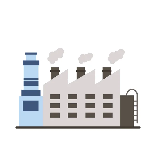 Indústria edifícios de fábrica e chaminés ícones de estilo plano — Vetor de Stock