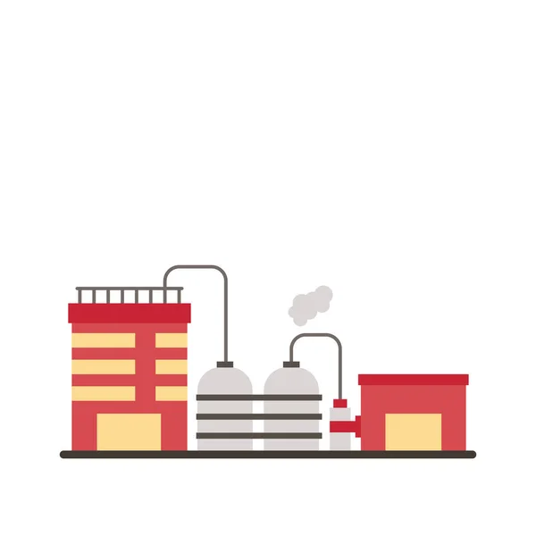 Industrie bâtiments d'usine et cheminées icônes style plat — Image vectorielle