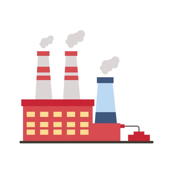 Industry factory buildings and chimneys flat style icons — Stock Vector