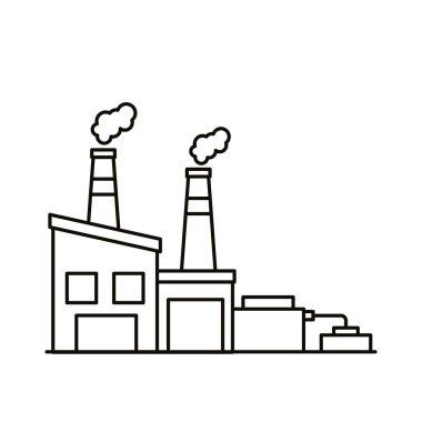 Fabrika binaları ve baca çizgisi tarzı simgeler
