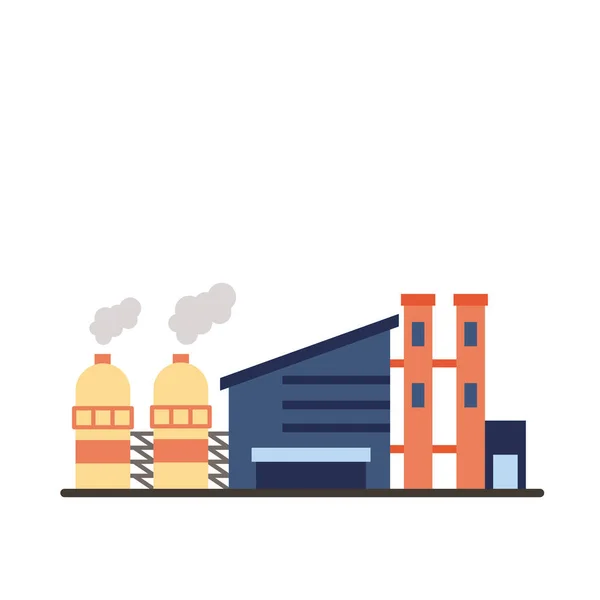 Промышленные заводские здания и иконки в плоском стиле — стоковый вектор