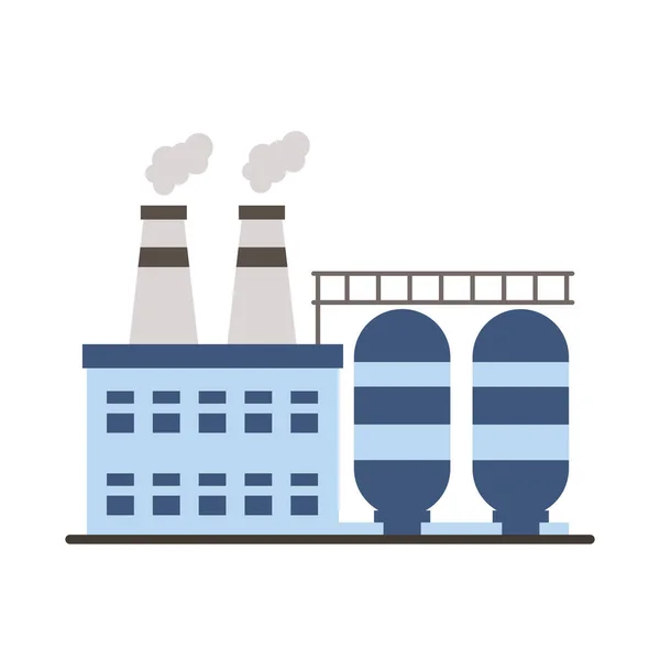 Industry factory buildings and chimneys flat style icons — Stock Vector