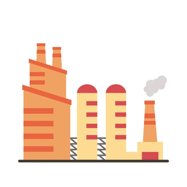 Industri fabrik byggnader och skorstenar platt stil ikoner — Stock vektor