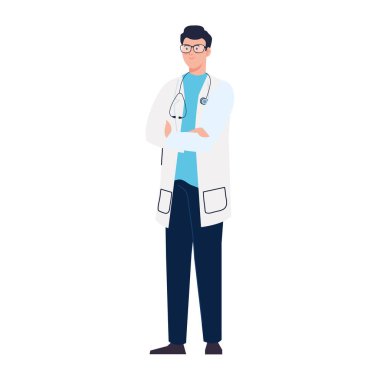 Steteskop vektör tasarımlı bir doktor.