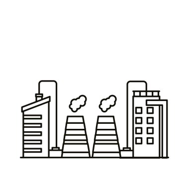 Fabrika binaları ve baca çizgisi tarzı simgeler