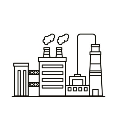 Fabrika binaları ve baca çizgisi tarzı simgeler